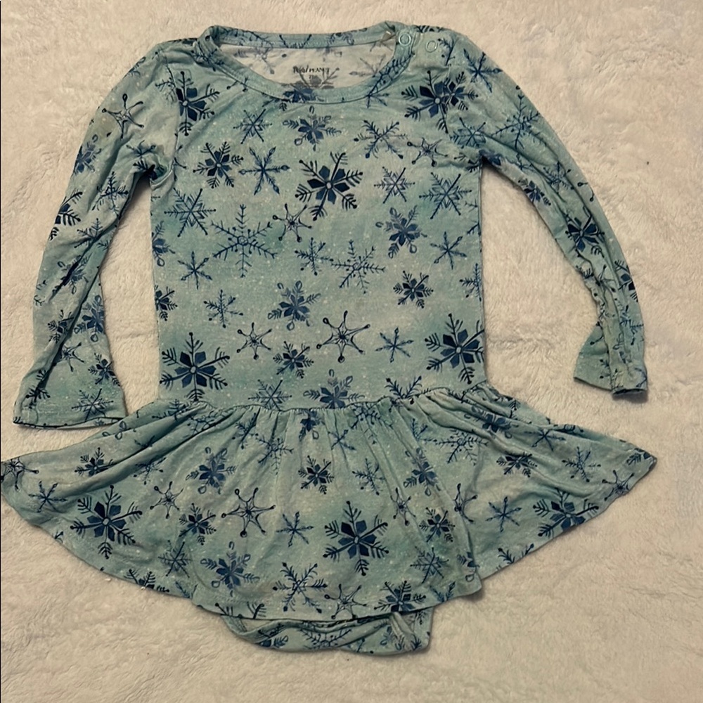 Posh Peanut 2T Bodysuit Twirl Dress in  lie Snowflake Print